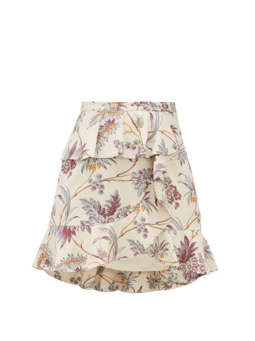 Matchesfashion.com Sir - Avery Floral Print Ruffle Silk Mini Skirt - Womens - Multi