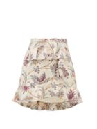 Matchesfashion.com Sir - Avery Floral Print Ruffle Silk Mini Skirt - Womens - Multi