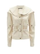 Matchesfashion.com Symonds Pearmain - Ruffle-neck Belted Leather Jacket - Womens - Cream