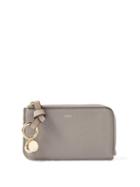 Chlo - Alphabet Zipped Grained-leather Cardholder - Womens - Grey