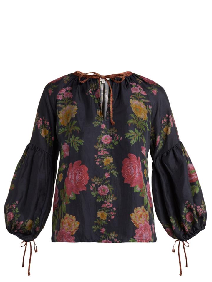 D'ascoli Russia Balloon-sleeve Silk Top