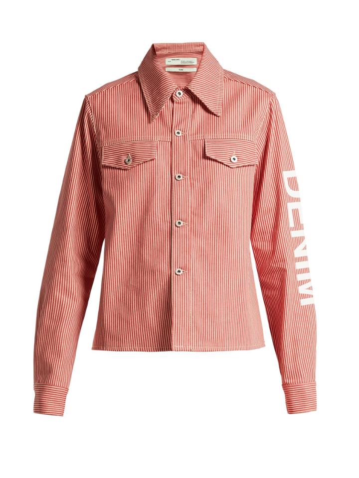 Off-white Quote-print Striped Shirt