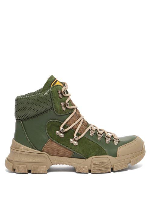 Matchesfashion.com Gucci - Flashtrek Leather High Top Trainers - Womens - Dark Green
