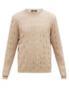 Matchesfashion.com Fendi - Cutout Logo-tab Cotton Sweater - Mens - Beige