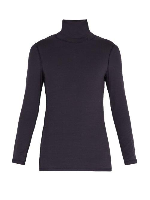 Matchesfashion.com Vetements - Reverse Effect Panelled Roll Neck Sweatshirt - Mens - Blue