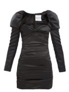 Matchesfashion.com Halpern - Puff-shoulder Satin Mini Dress - Womens - Black