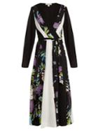 Diane Von Furstenberg Contrast-panel Floral-print Silk Dress