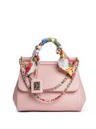 Dolce & Gabbana - Sicily Scarf-handle Leather Bag - Womens - Light Pink