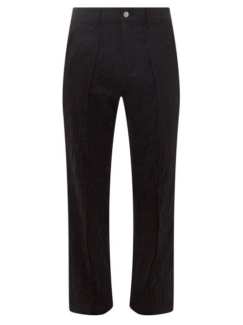Noma T.d. - Crinkled-twill Straight-leg Trousers - Mens - Black