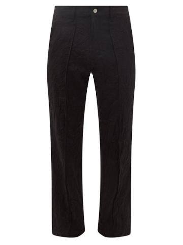 Noma T.d. - Crinkled-twill Straight-leg Trousers - Mens - Black