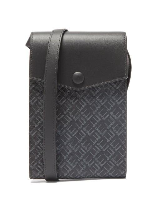 Mens Bags Dunhill - Signature Logo-print Leather Cross-body Bag - Mens - Black