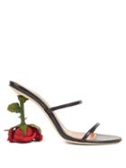 Loewe - Rose-heel Leather Sandals - Womens - Black