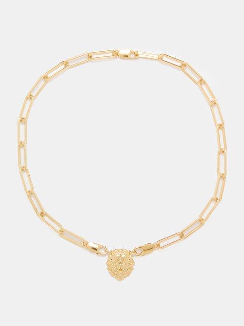 Hermina Athens - Thires Lion-pendant Gold-plated Necklace - Womens - Yellow Gold
