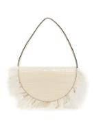 Matchesfashion.com Staud - Amal Ostrich Trim Croc-effect Leather Shoulder Bag - Womens - Cream