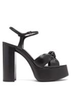 Matchesfashion.com Saint Laurent - Bianca Knotted Leather Platform Sandals - Womens - Black