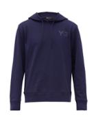 Matchesfashion.com Y-3 - Logo Print Cotton Jersey Hooded Sweatshirt - Mens - Navy