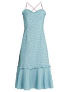 Anna October Micro Hound's-tooth Fluted-hem Dress
