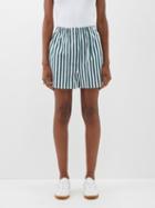 The Frankie Shop - Lui Striped Cotton-poplin Shorts - Womens - Green White