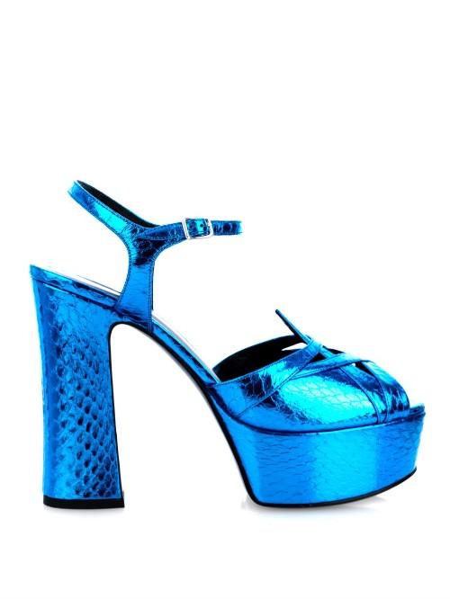 Saint Laurent Candy Elaphe Snakeskin Platform Sandals