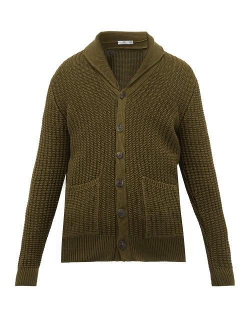 Matchesfashion.com Inis Mein - Brioche-knitted Organic Pima-cotton Cardigan - Mens - Khaki
