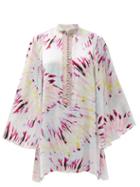 Matchesfashion.com Halpern - Tie Dye-print Satin Mini Dress - Womens - Pink White