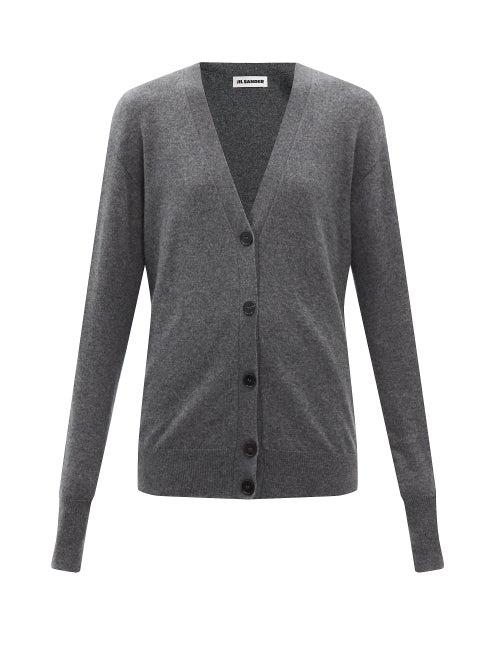 Ladies Rtw Jil Sander - V-neck Cashmere Cardigan - Womens - Dark Grey