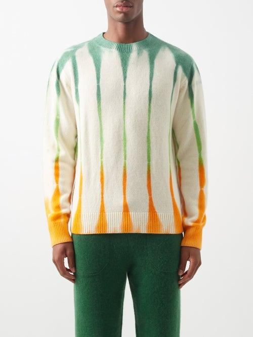The Elder Statesman - Beetle Tie-dyed Cashmere Sweater - Mens - Orange Multi