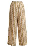 Matchesfashion.com Etro - Wide Leg Crescent Print Silk Trousers - Womens - Yellow Print