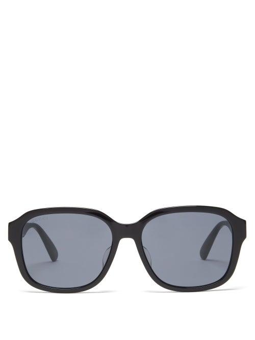 Matchesfashion.com Gucci - Oversized Square Acetate Sunglasses - Mens - Black Green