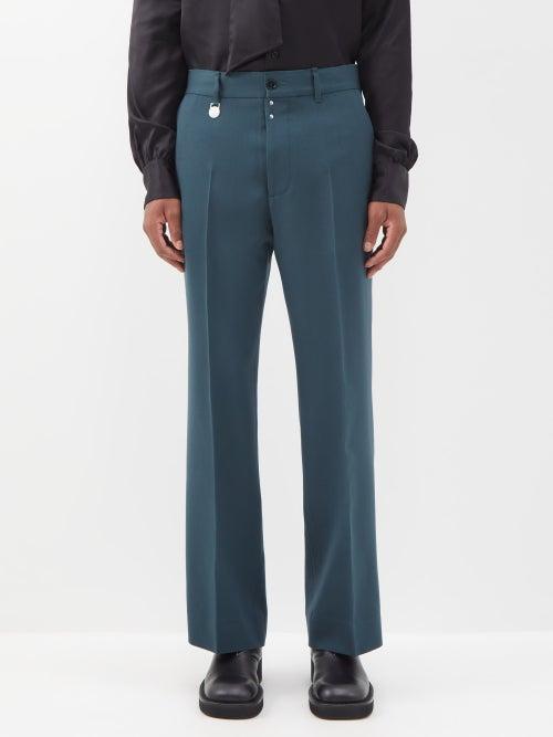 Mm6 Maison Margiela - Cropped Wool-blend Twill Flared Suit Trousers - Mens - Green