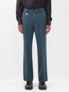 Mm6 Maison Margiela - Cropped Wool-blend Twill Flared Suit Trousers - Mens - Green