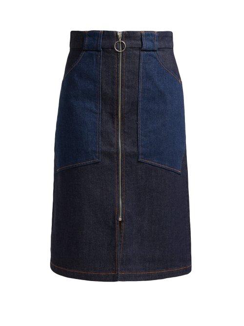 Matchesfashion.com A.p.c. - Joe High Rise Denim Midi Skirt - Womens - Indigo