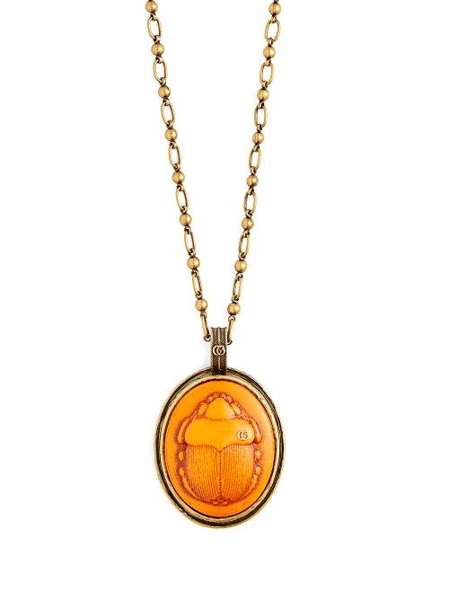 Matchesfashion.com Gucci - Scarab Pendant Necklace - Womens - Orange