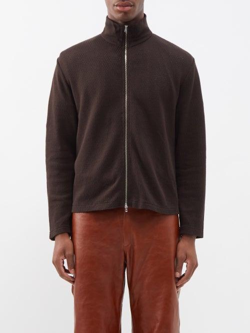 Our Legacy - Shrunken Zipped Cotton Polo Top - Mens - Brown