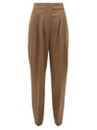 Matchesfashion.com Burberry - Marleigh Triple Pleated Virgin Wool Twill Trousers - Womens - Brown