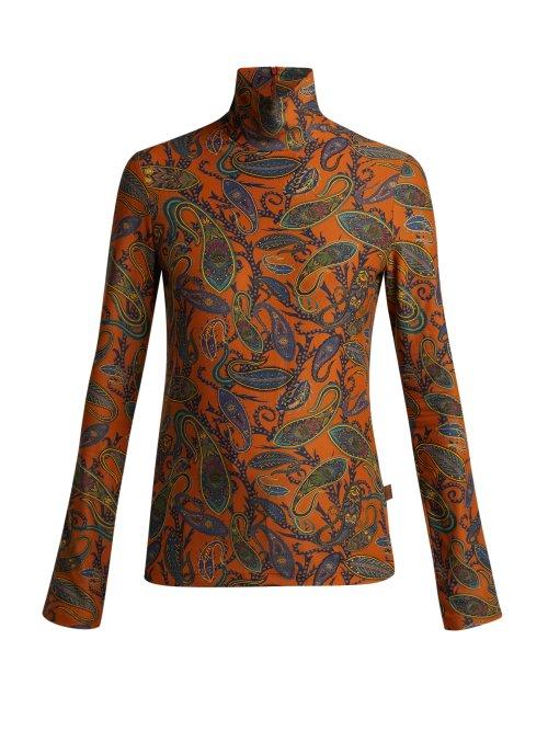 Matchesfashion.com Chlo - Paisley Print High Neck Top - Womens - Brown Print