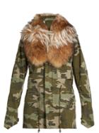 Mr & Mrs Italy Detached Fur-collar Camouflage-print Parka