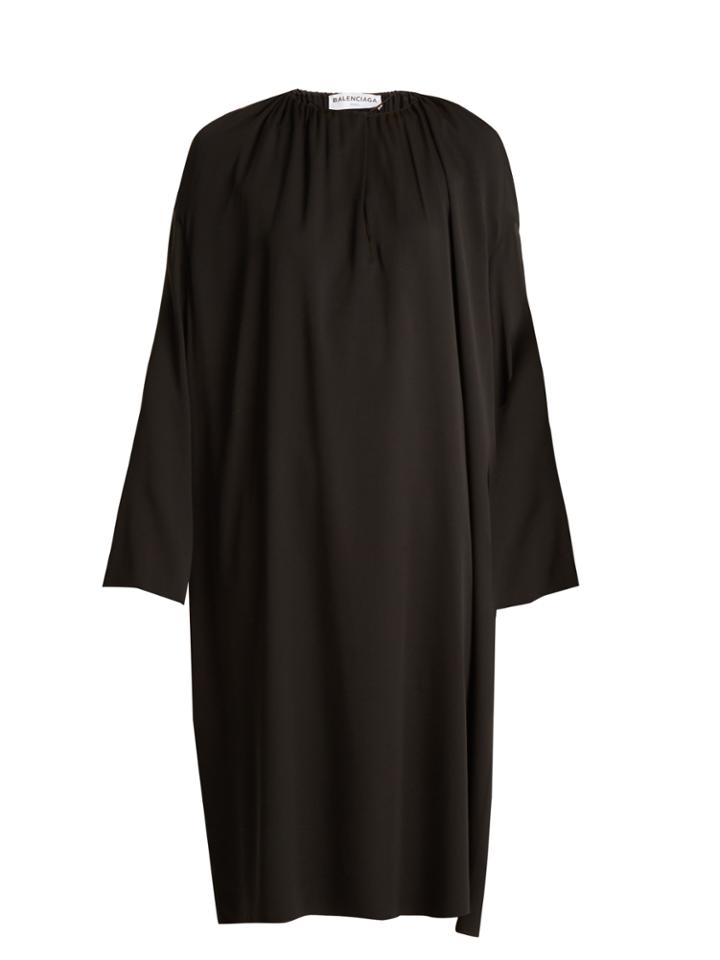 Balenciaga Drawstring-neckline Stretch-silk Dress