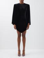 Alexandre Vauthier - Cape-sleeve Velour Mini Dress - Womens - Black