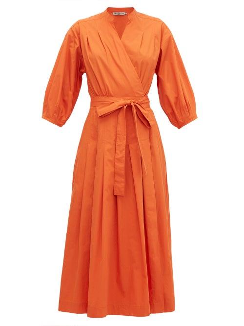 Matchesfashion.com Three Graces London - Delmare Cotton-poplin Wrap Dress - Womens - Orange