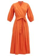 Matchesfashion.com Three Graces London - Delmare Cotton-poplin Wrap Dress - Womens - Orange