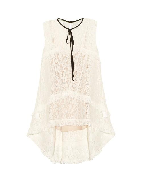 Erdem Bessie Ruffle-trimmed Lace Top