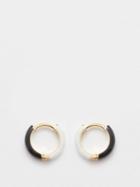 Fry Powers - Enamelled 14kt-gold Hoop Earrings - Womens - Black/white