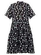Matchesfashion.com Cecilie Bahnsen - Primrose Tiered Rose Fil-coup Shirt Dress - Womens - Black Multi
