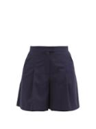 A.p.c. - Diane High-rise Pleated Rep Shorts - Womens - Navy