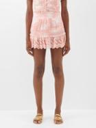 Loveshackfancy - Jimena Floral-print Cotton Skirt - Womens - Coral White