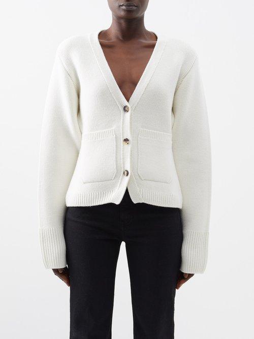Khaite - Scarlet V-neck Cashmere-blend Cardigan - Womens - Off White