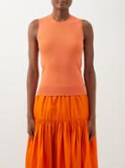 Another Tomorrow - Ribbed-knit Tank Top - Womens - Orange