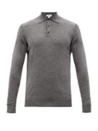 Sunspel - Merino-wool Long-sleeved Polo Shirt - Mens - Grey