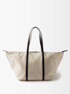 Toteme - The Canvas Weekender Leather-trim Cotton Tote - Womens - Beige